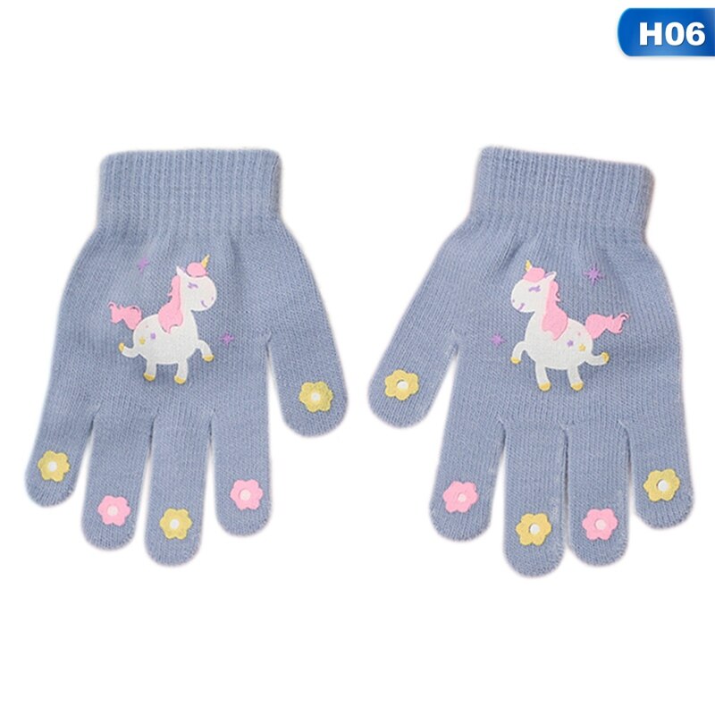 Cartoon Cute Unicorn Tiere Winter Baby Jungen Mädchen Gestrickte Handschuhe Halten Warme Handschuhe Voll Finger Handschuhe für 7-12Y Kinder: H06