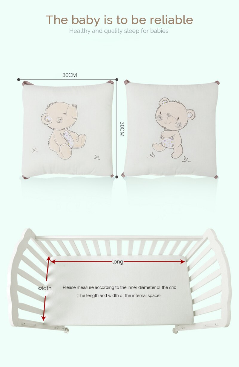 Baby Bed Bumper In The Crib Cute Secrity Breathable Warm Comfortable 6 PCS 30*30CM Soft Colors For Newborn Infants