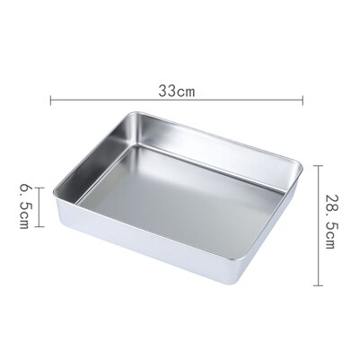 Narrow-Sided Rectangular Plate 304 Stainless Steel Deepened Flat-Bottomed Steamed Cake Pan Baking Pan Cooked Food Tray With Lid: P
