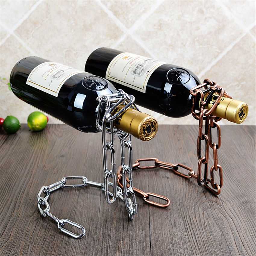 Magische hangende ijzeren ketting wijnrekken één fles wijn display rekken standhouder keuken eetkamer kelder bar decoratie