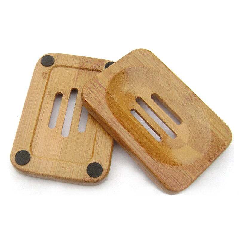 Soporte de bandeja de jabón para platos de madera de bambú, soporte de almacenamiento para jabones antideslizante para ducha, estante de drenaje para limpieza en seco, accesorios de baño
