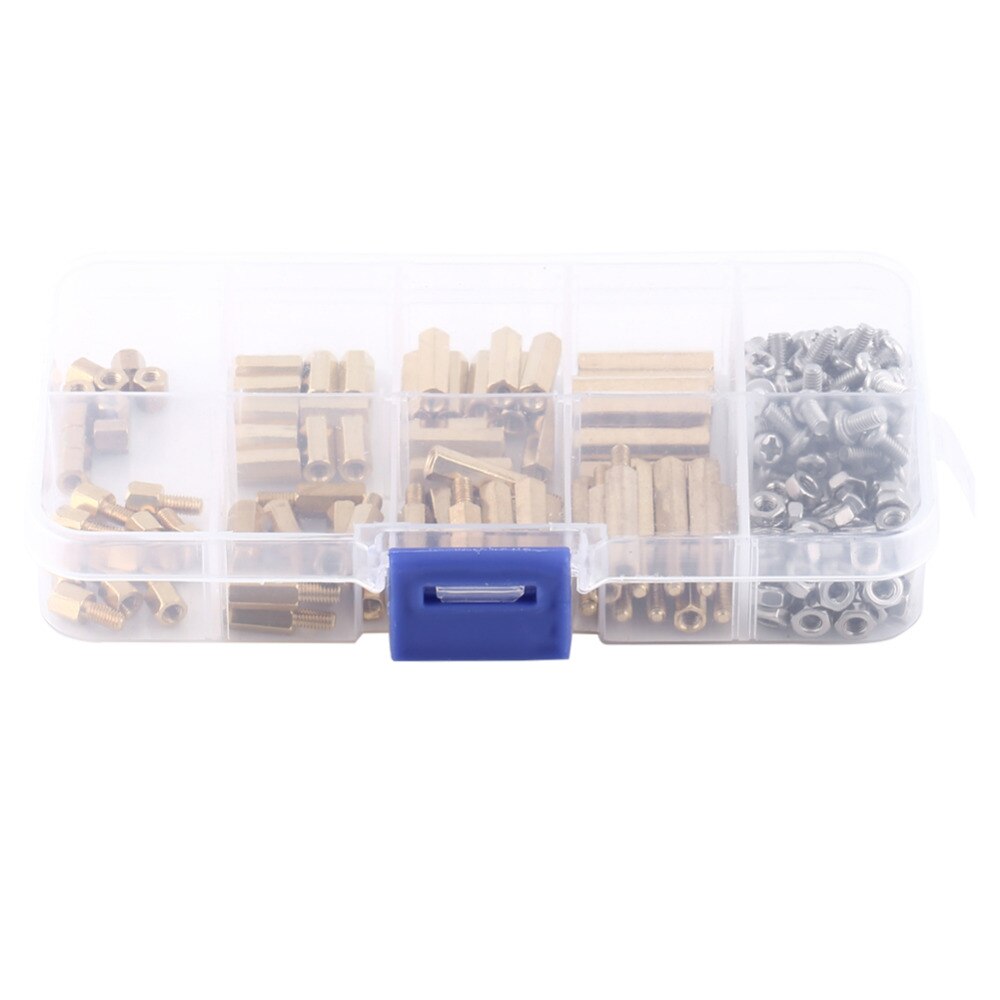 200pcs M3 PCB Hex Male Female Threaded Brass Standoffs Screw Nut Assortment Set Fastener HardwareWoodworking Tools with Box