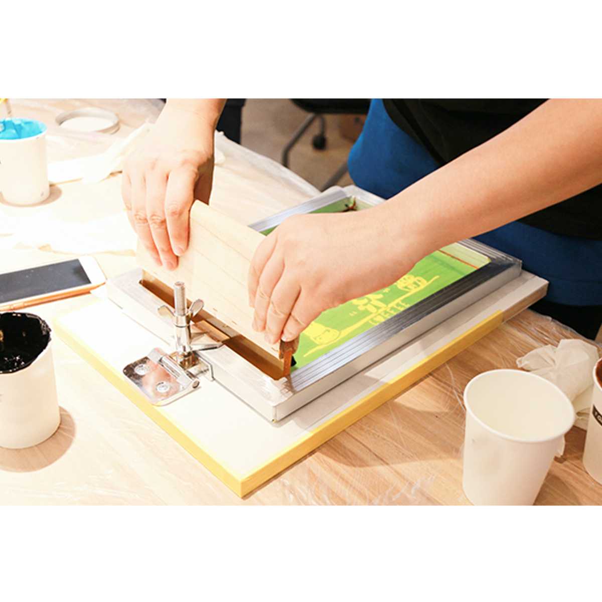 5Pcs/Set Screen Printing Kit Aluminum Frame + Hinge Clamp + Emulsion Scoop Coater + Squeegee Screen Printing Tool Parts