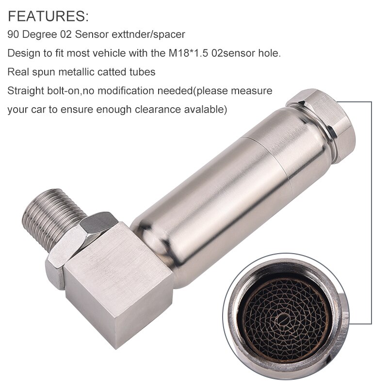 SPEEDWOW Universal M18X1.5 O2 Oxygen Sensor Angled Extender Spacer 90 Degree Oxygen Sensor Bung Car Parts