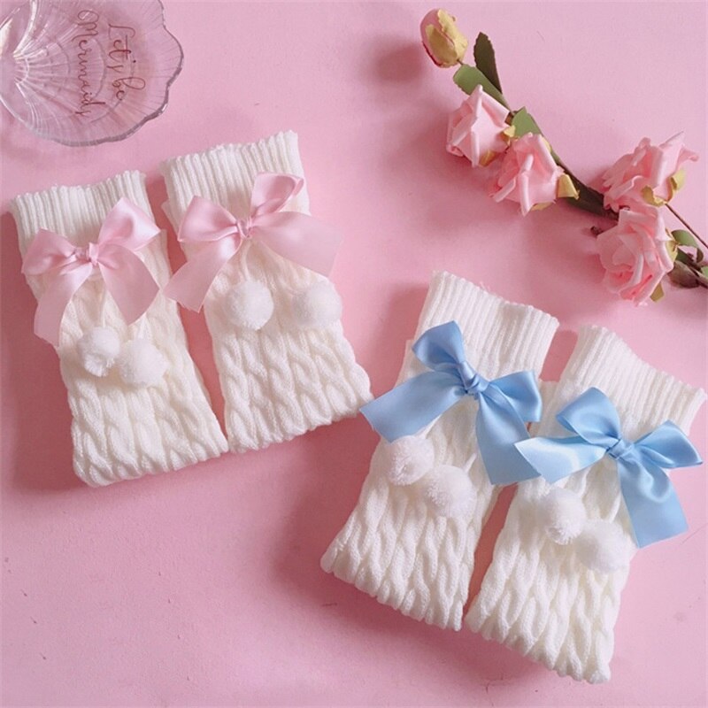 Lolita japonaise douce fille jambière boule tricoté couvre-pied femmes jambières chaussettes tas chaussettes filles couverture de réchauffement des pieds