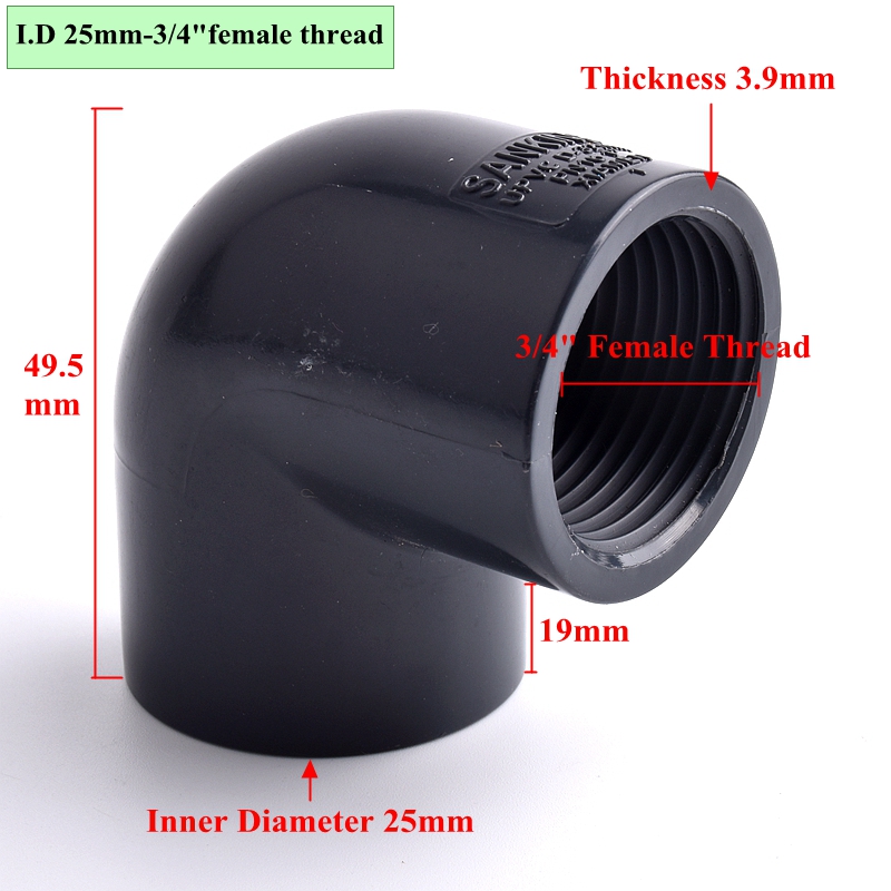 1/2"~2" Single Female Thread 90° Elbow Connector Planting Frame Plastic Joint UPVC Pipe 90° Elbow Socket Fish Tank Connectors: Gold / 1/2''