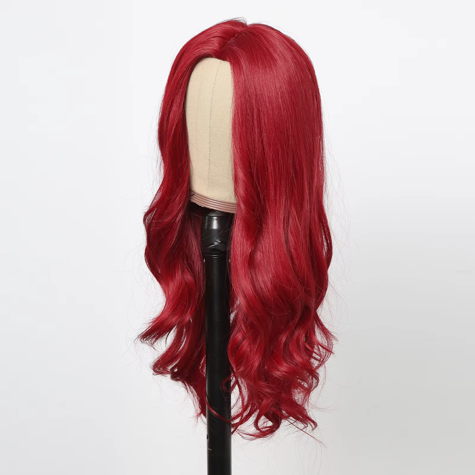 wine red Wave synthetic wig Long body wave red natural wig middle part of Cosplay Halloween smooth fiber wig for women