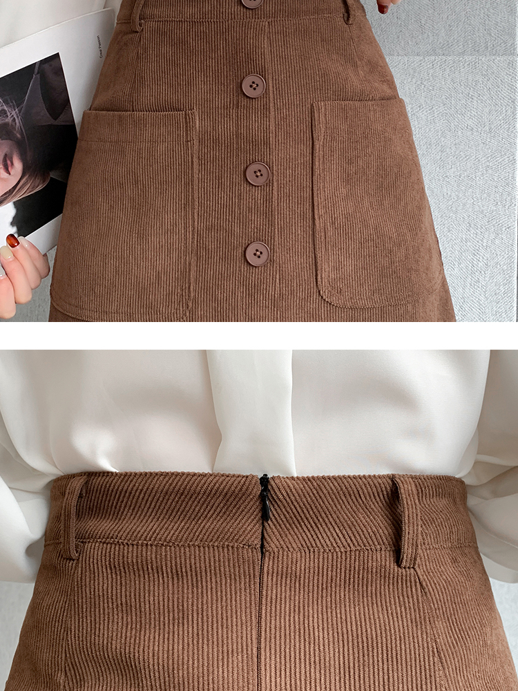 Kabel Röcke Frauen Herbst Winter Taschen bequeme Persönlichkeit Damen alle-Spiel Jahrgang Harajuku zarte schicke Knöpfe Temperament