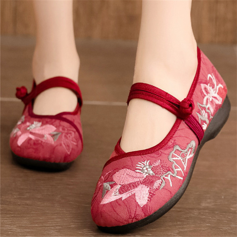 THEAGRANT Style ethnique chaussures femme printemps automne chaussures décontractées Mary Janes doux brodé chinois chaussures plates traditionnelles WFS3076