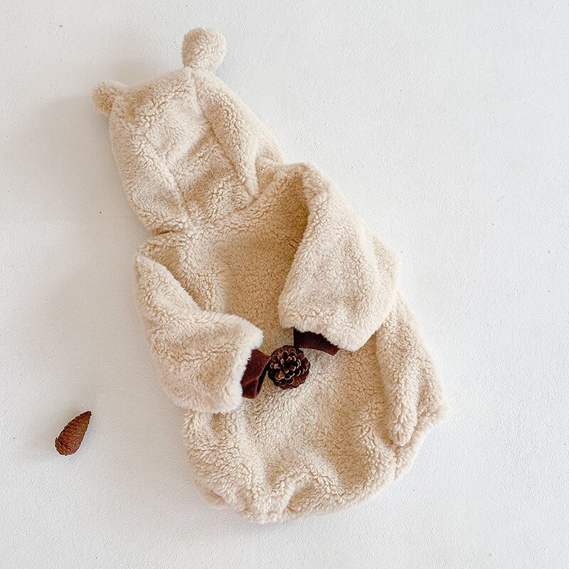 MILANCEL Winter Baby Clothes Christmas Boys Bodysuit Fur Baby One Piece Deer Embrodiery Infant Girls Outerwear