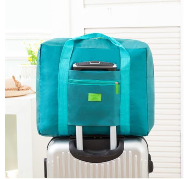 Travel Bags WaterProof Travel Vacation Large Capacity Luggage Bags Women Nylon Folding Bag Travel Handbags: lake green
