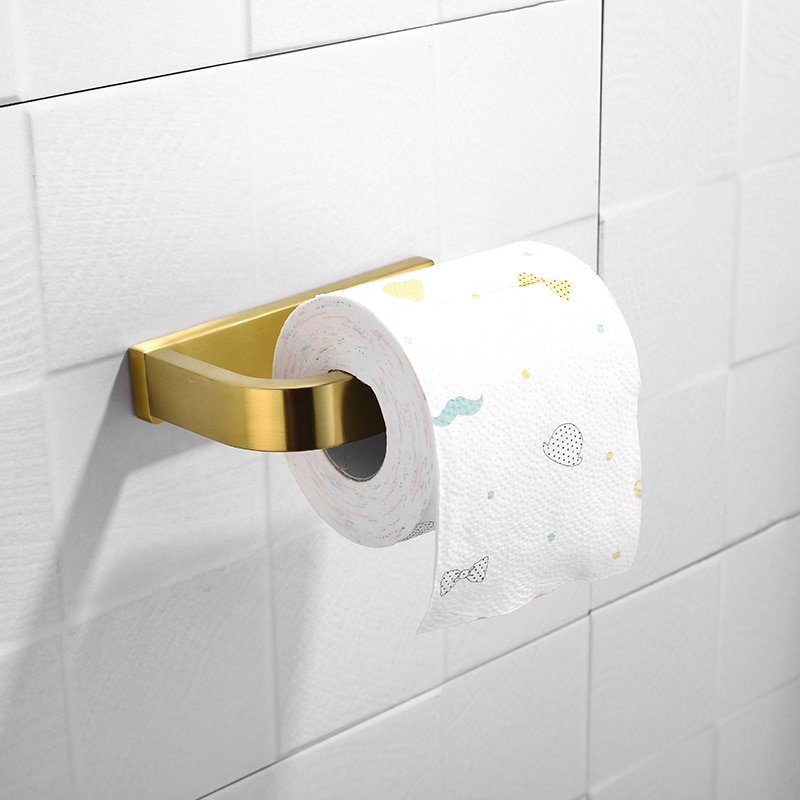 Geborsteld Goud Toiletrolhouder Wall Mounted Roll Papier Rack voor Keuken Badkamer Accessoires