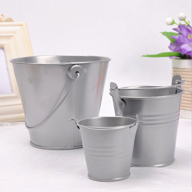 1pc 7.5*7.5*5.6cm blik spand jern tønde blik mini balje dekorative fustager anti-deform lyse solid holdbar boligindretning: Grå