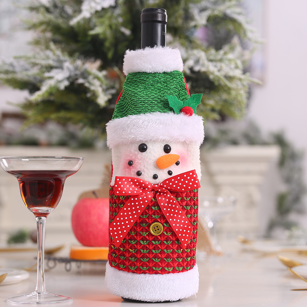 Christmas Decorations Santa Claus Wine Bottle Covers Snowman Champagne Bags Sequins Xmas Home Dinner Party Table Decors: Burgundy