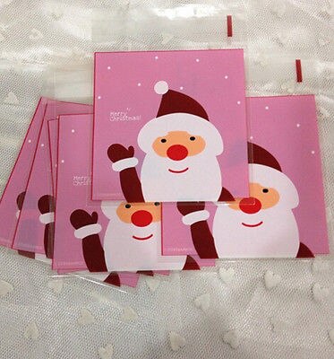 Roze rode kerstzakken snoep bakken koekjes plastic zak verpakking bruiloft kerstman decoratie kersthouders