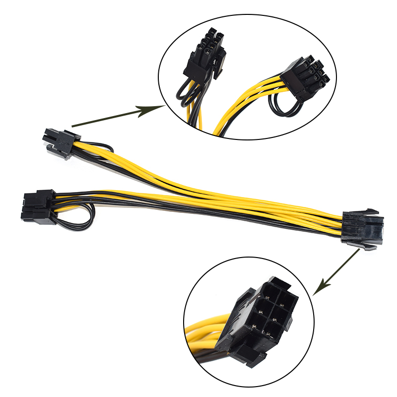 10PCS 21CM 8PIN Cable PCI Express To Dual PCIE 6(6+2)/8 (6+2)PIN Line Graphics Card GPU Power Data Cable