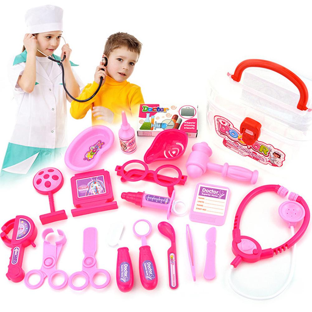 20 piezas, juego de simulación de Doctor para niños, estetoscopio de inyección, Kit médico, caja de medicina