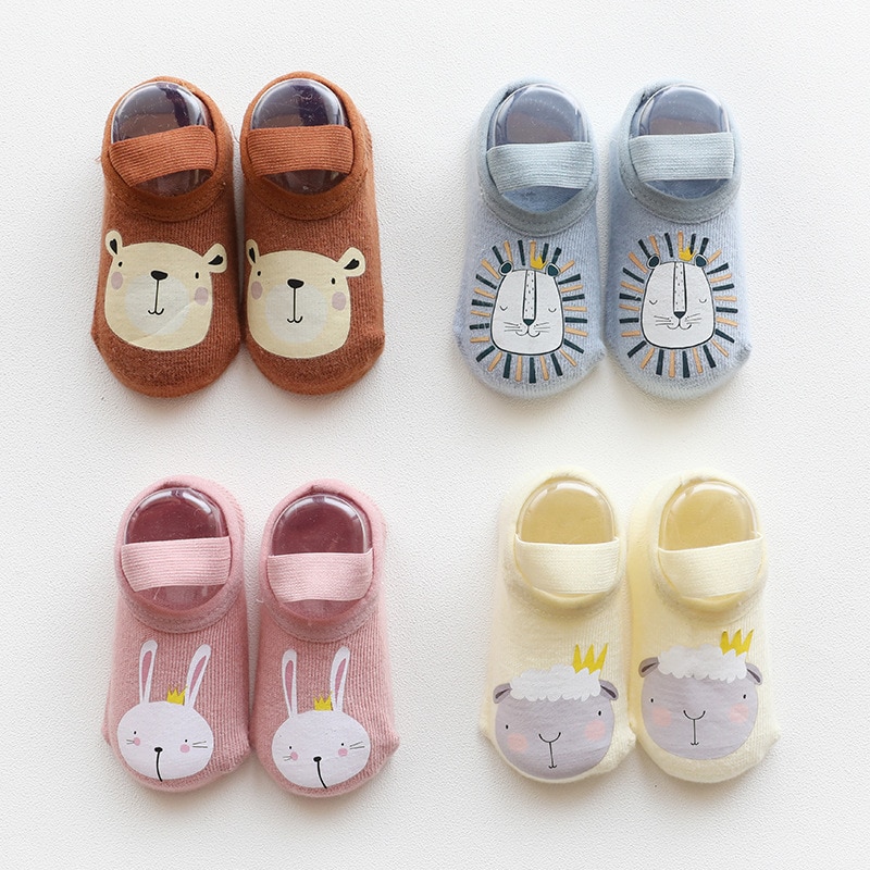 1 Pairs Pasgeboren Peuter Jongens Meisjes Anti-Slip Peuter Schoenen Sokken Baby Sokken Leuke Cartoon Dieren Floor sokken