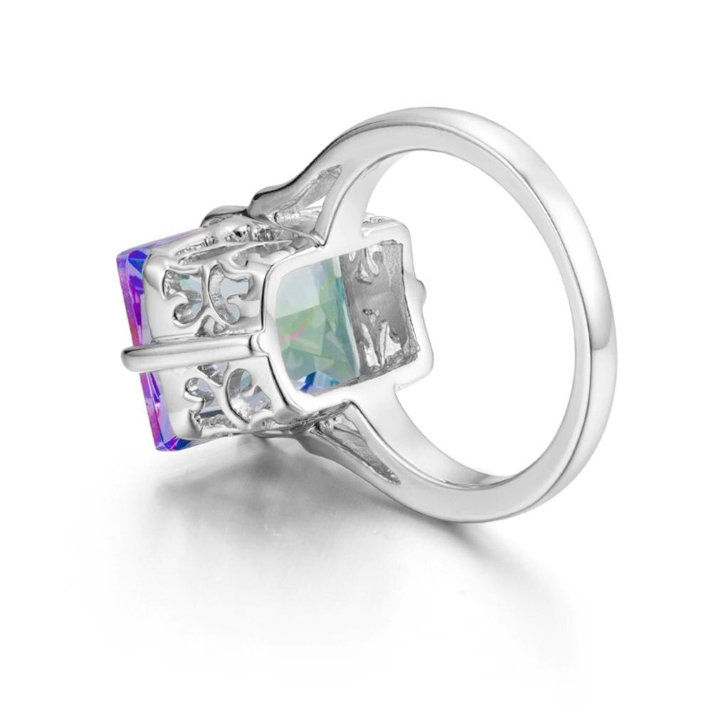 Szjinao silverringar för kvinnor äkta 925 sterling silver regnbågsring mystisk topas flerfärgad punkfestsmycken