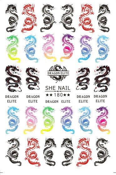 10 Pcs Nail Art Stickers Sliders Kleurrijke Chinese Draak Phoenix Nail Decals Folie Diy Nail Art Decoratie: SHE-180