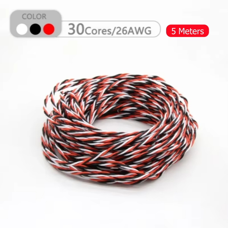 5/10/20m- trådig servoförlängningskabel 30/60 -kärnig 3 -vägs jr futaba tvinnad tråd 22/26 awg för rc-modellflygplanstillbehör: Gul