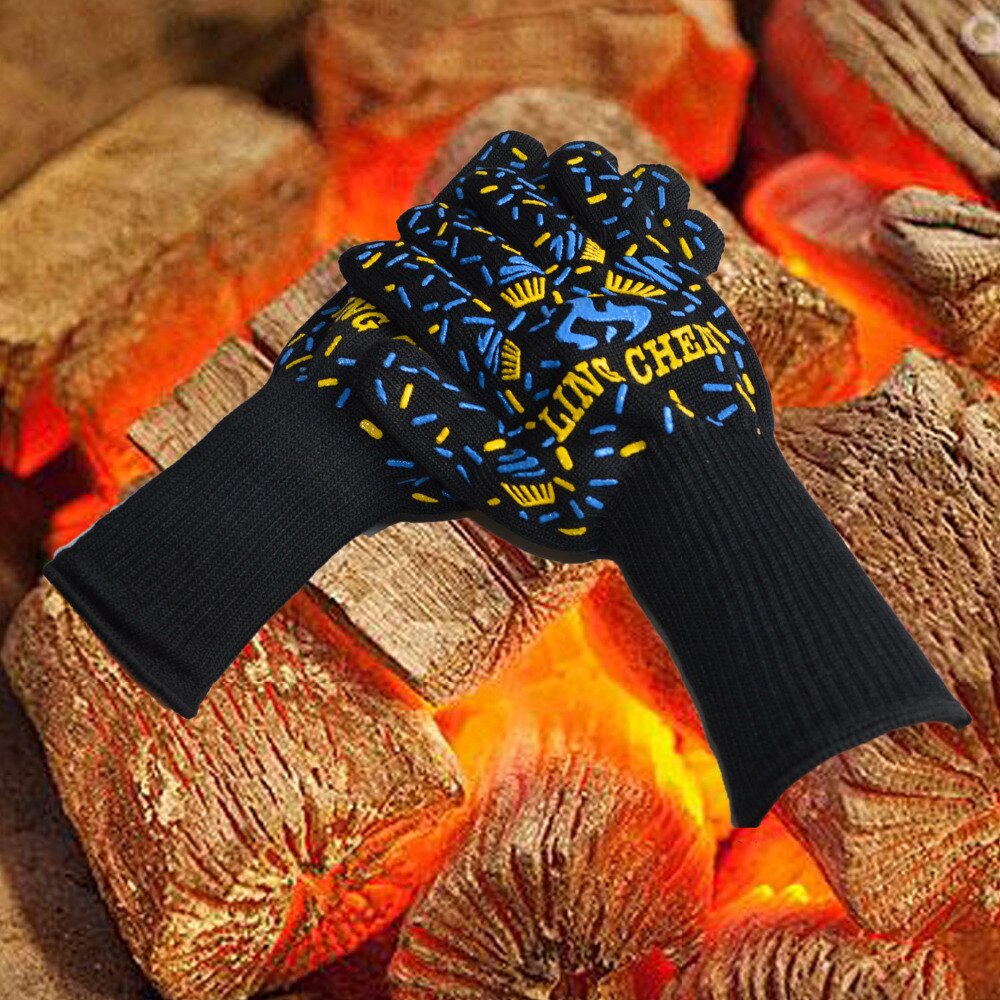 1 par varmebestandig handske nyttig bacon mikroovn handske silikone og kevlar høj temperatur resistent