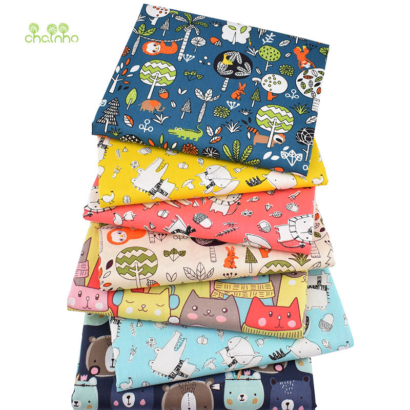 Dierenrijk Cartoon Serie, Gedrukt Twill Katoen Stof, patchwork Doek Voor Diy Naaien Quilten Baby & Kind Materiaal, 40x50cm