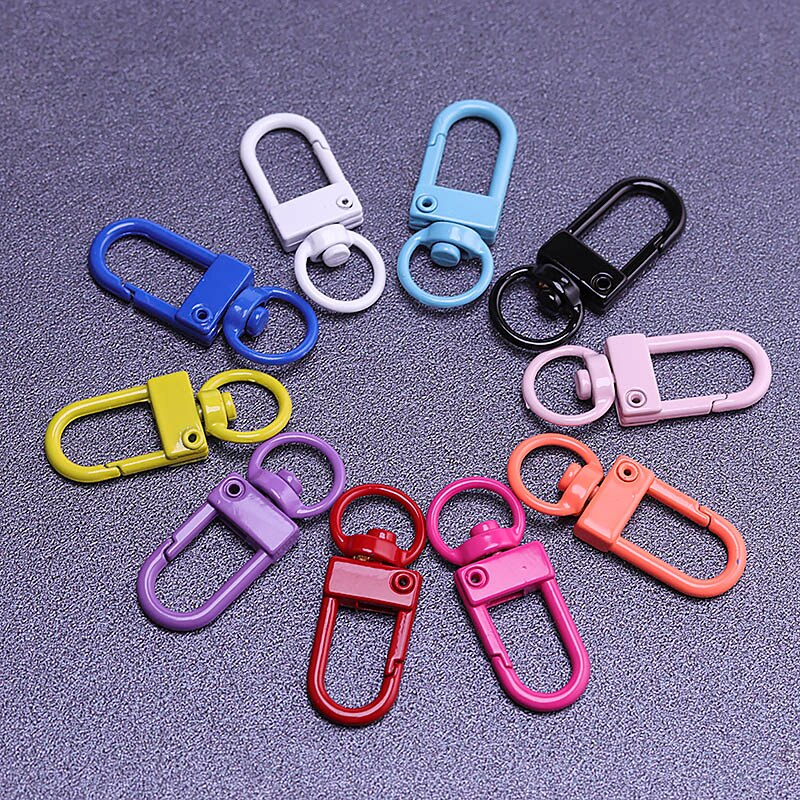 10Pcs Kleur Verf Bakken Sleutelhangers Sleutelhanger Sleutelhanger Voorjaar Gesp 8 Woord Gesp Garnalen Gesp Zak Gesp Sieraden accessoires