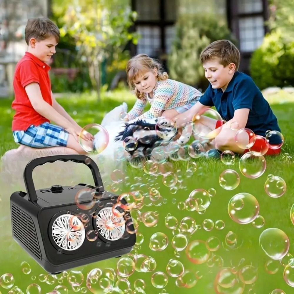 Fully Automatic Automatic Bubble Machine With 2 Fans 26 Holes Electric Bubble Blower Toys Handheld Multi Hole