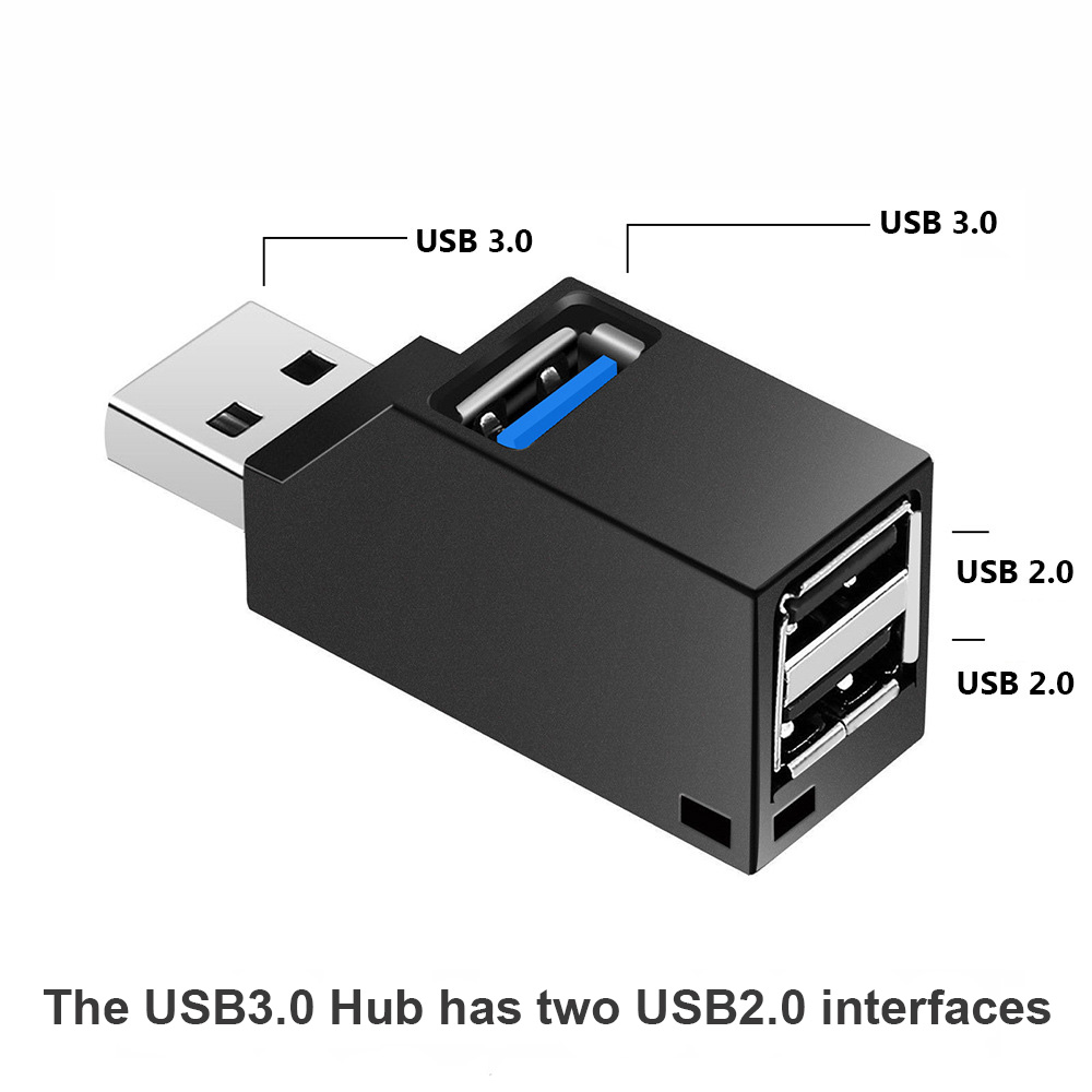 Przedłużacz USB 3.0 HUB Mini Splitter Box 1 do 3 portów Szybki USB 2.0 do PC Laptop U Disk Card Reader