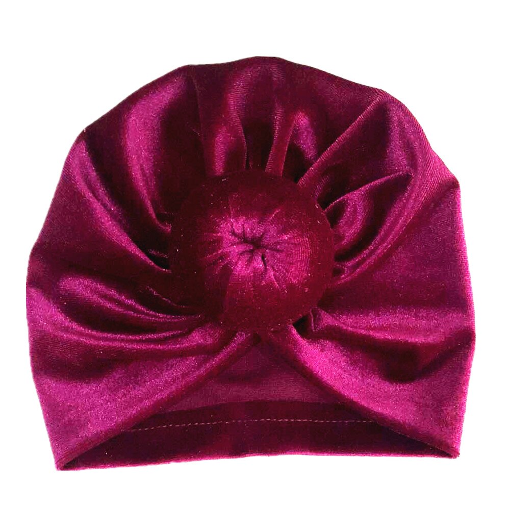 Småbørn piger børn baby fløjl donut hat stor sløjfe hårbånd pandebånd stretch turban knude hoved wrap: Lilla
