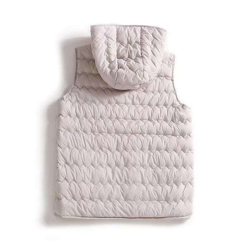 Lightweight Down Vest Jacket Women Hooded Loose Casual Warm Sleeveless Versatile Waistcoat Female Outerwear