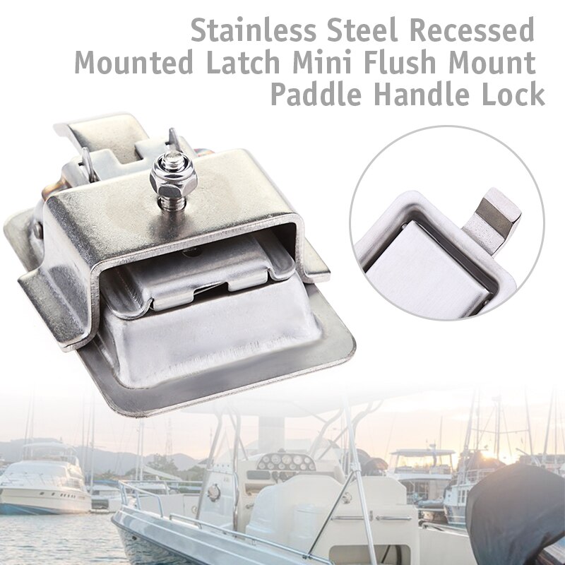 Stainless Steel Recessed Mounted Latch Mini Flush Mount Paddle Handle Lock For Boat/RV/Camper/Trailer/Yacht Cabinet/Tool Box Etc