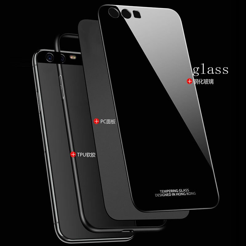 YueTuo luxury original hard glass mirror case for huawei p10 plus p10plus p 10 silicone tpu armor back coque phone cover funda