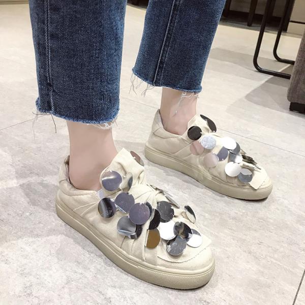 Grunne munn glitter sko all-match casual kvinnelige joggesko shose kvinner dame runde tå espadrilles plattform: 35