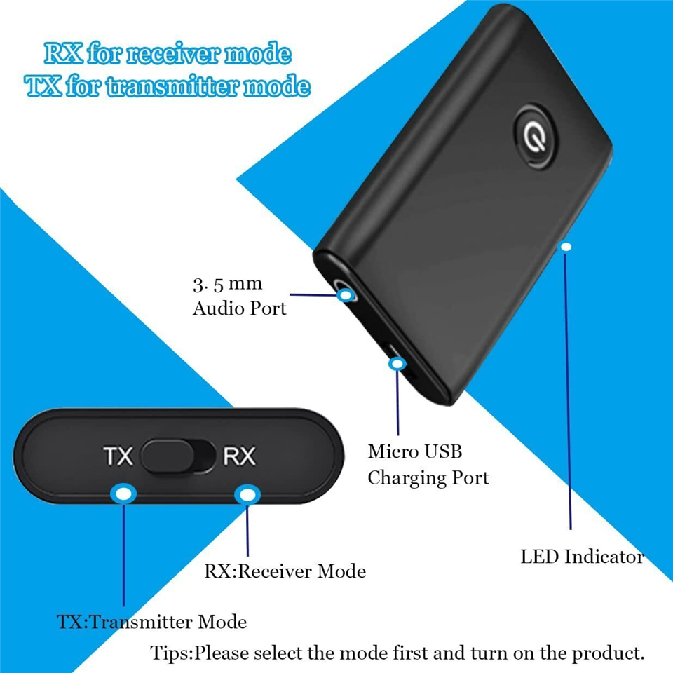 2 In 1 5.0 Bluetooth Draadloze Audio Zender En Ontvanger A2DP Hifi Muziek Adapter Aux Rca 3.5Mm Jack Aux voor Tv Pc Hoofdtelefoon