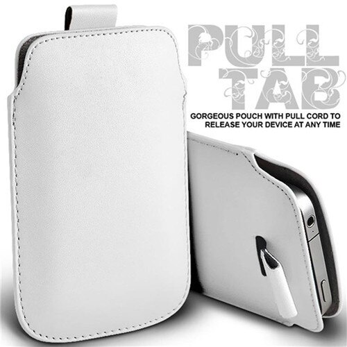 Para Xiaomi Redmi K20/K20 Pro PU cuero Pull Tab manga bolsa para Xiaomi Redmi Note 7/Note 7 Pro funda para teléfono bolsa Universal: White