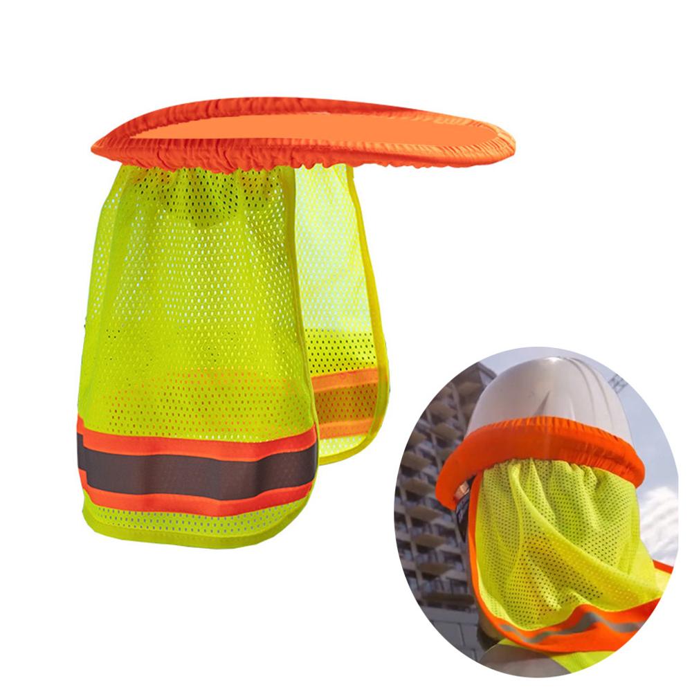 Geel Oranje Hoed Outdoor Bouw Veiligheid Harde Hoed Zonnescherm Hals Shield Reflecterende Streep Beschermende Helmen Shield