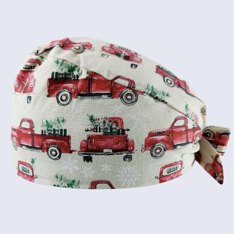 Multicolor Printing Female Dental Surgery Cap Surgeon Cap Operating Room Nurse Cap Unisex Adjustable Breathable Scrub Cap