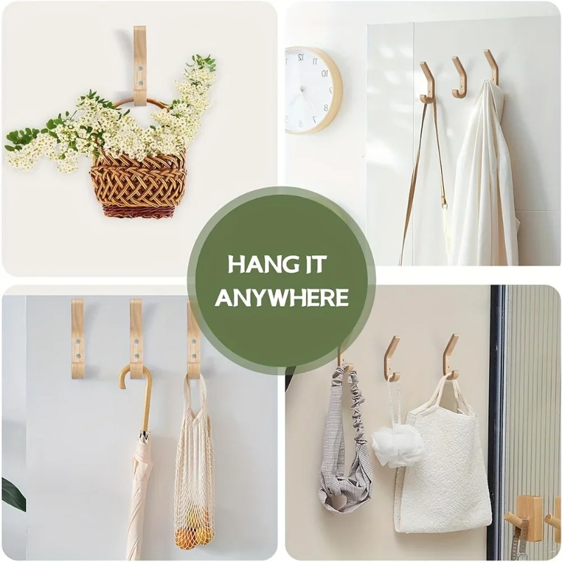 Exquisito gancho de madera para abrigos, gancho de pared, decoración de gancho de roble natural, organizador de pared de madera retro, gancho para colgar en la pared resistente