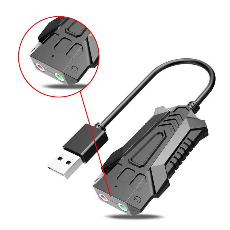 Portable USB Sound Card External USB to Earphone Microphone Interface Sound Card for Windows/Mac/Linux