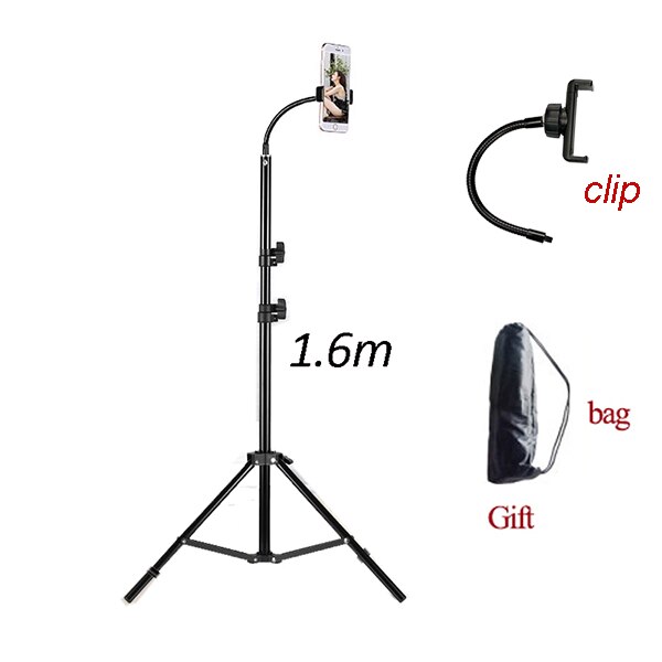 1.2/1.6/2.1m Portatile di Alluminio Del Telefono DSL Fotocamera abitare treppiede Supporto del basamento del Supporto del Treppiedi di Macchina Fotografica Digitale portato anello di luce per il iPhone: 1.6 m treppiedi 1