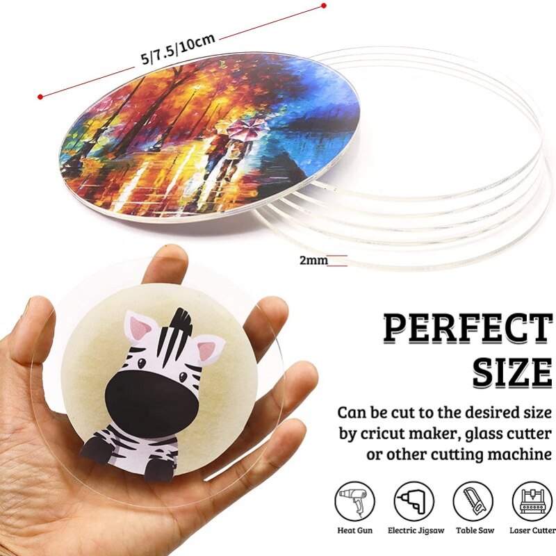 50/100PCS Clear Acrylic Round Blank Board 10cm Round Acrylic Disc For Art Project Painting Kids DIY Craft 2/3/4 Inch 2mm Thick