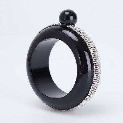 DEOUNY Bracelet For Alcohol Hip Flask Handmade Silver Crystal Lid Bangle Wine Bridesmaid Christmas Party Hidden: black