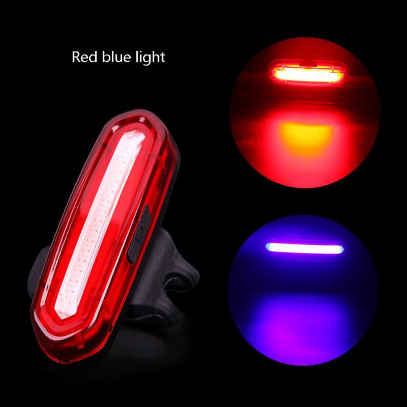 Fiets Achterlicht Usb Oplaadbare Cob Led Mountain Fiets Achterlicht Mtb Veiligheidswaarschuwing Fiets Achterlicht Fiets Lamp: Red and blue A