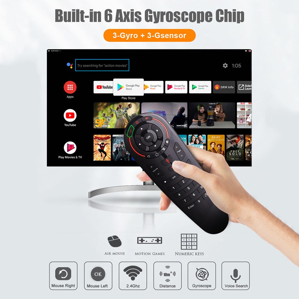 G30S Voice Air Mouse universal Remote control 33 keys IR learning Gyro Sensing Wireless Smart remote for android tv box X96 mini