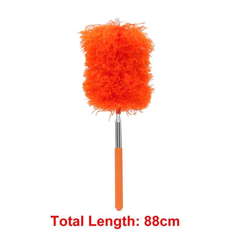 280cm Adjustable Telescopic Bending Duster Brush Extendable Hand Dust Cleaner Car Furniture Gap Cleaning Brush Dust Removal Tool: Orange (62cm)