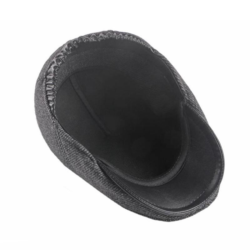 Winter Newsboy Caps for Men Flat Top Ivy Wool Blend French Beret Hats Middle-aged Retro Warm Hat