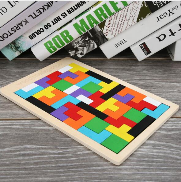 Houten Kinderen Puzzel Tetris Vroeg Leren Baby Vorm Pairing Puzzel Blokken