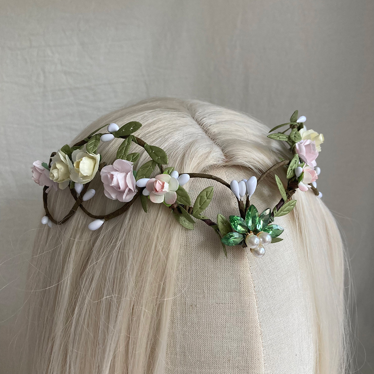Purple Flower Headpiece - Fairy Floral Crown Woodland Elf Headband Forest Wreath Elven Tiara for Renaissance Cosplay Wedding: Titanium Plated
